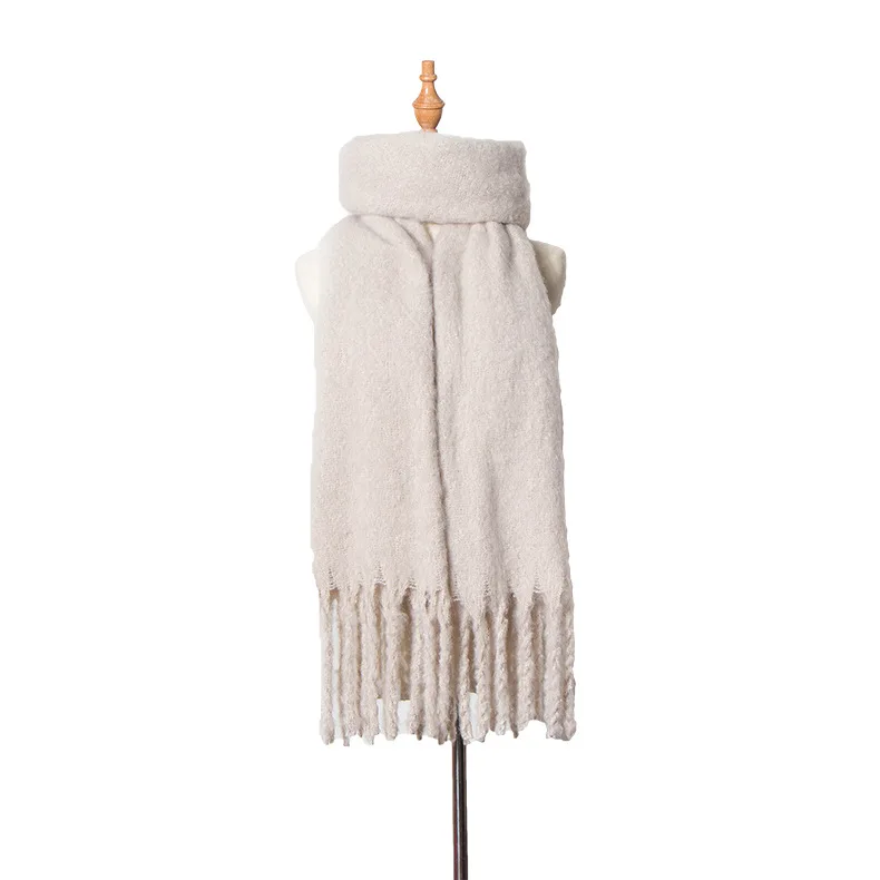 beige 190-220 см осенне-зимний толстый круглый шарф с кисточками, шаль, женский теплый шарф, шаль, опт, JH-WJGWBCS029 - Цвет: beige