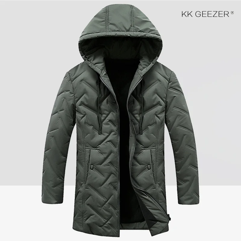 Мужская куртка, зима, высокое качество, теплое, утолщенное пальто, Бизнес Стиль, ветрозащитная, повседневная верхняя одежда, толстое пальто средней длины, Мужская парка