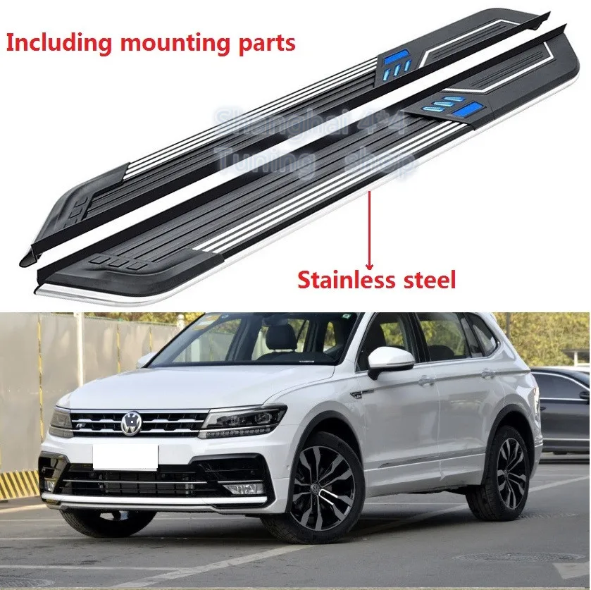 Stainless steel for Volkswagen VW Tiguan L Allspace 2017 2022 LED light side step nerf bar