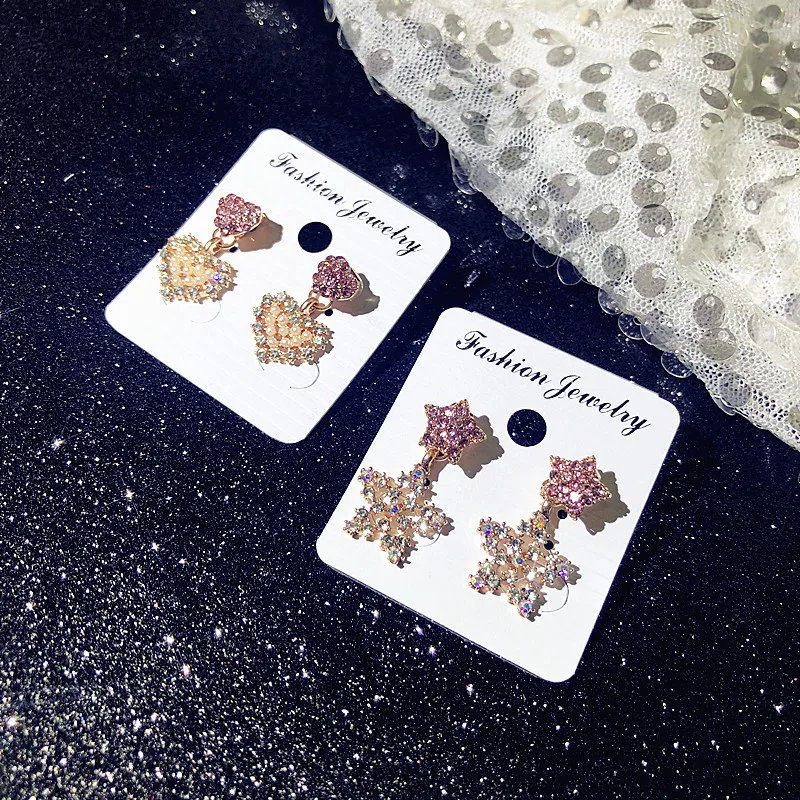 

Korean Version of Hypoallergenic Pink Love Star Earrings Fashion Wild Earrings After Hanging Five-pointed Star Earrings Female