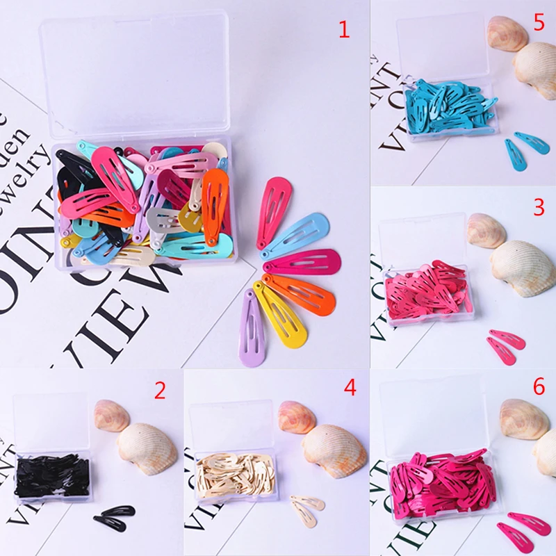 50Pcs Candy Color Cartoon Cute Rabbit Metal Baby BB Clips Girls Hairpins Hair Clip Kids Headwear Children Accessories