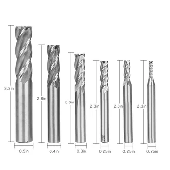 

6X HSS Straight Shank 4 Flute End Mill Cutter CNC Drill Bit Milling Accessories