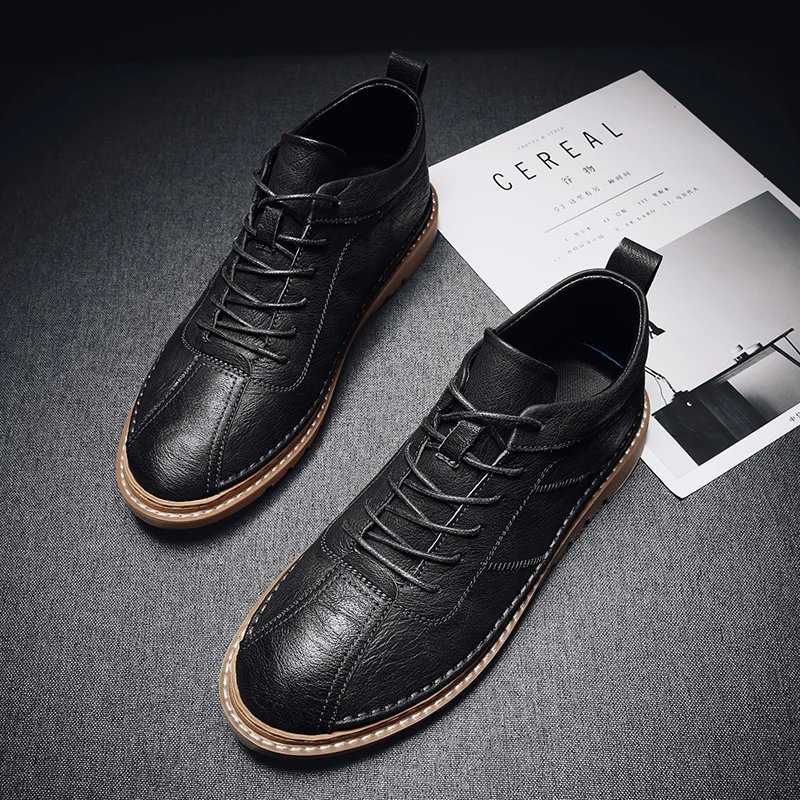 

2020 new autumn and winter boots men's warm fur waterproof non-slip boots shoes plush men's ankle boots snow warm