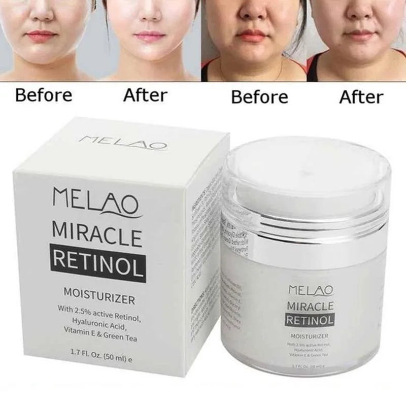 MELAO 50g Day Night 2.5% Retinol Cream Hyaluronic Acid Reduces Wrinkles Fine Lines Face Moisturizer Faical Creams |