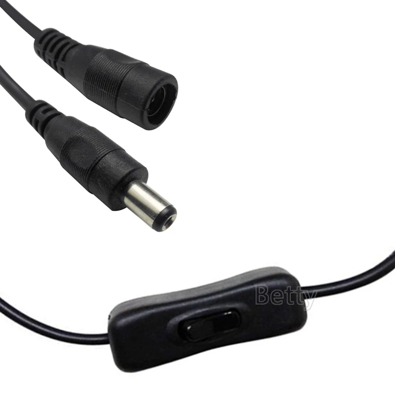 1pcs Dc Power Plug Connector Switch 5.5*2.1mm On/off Black Led Strip Wire Switch Cable For Smd