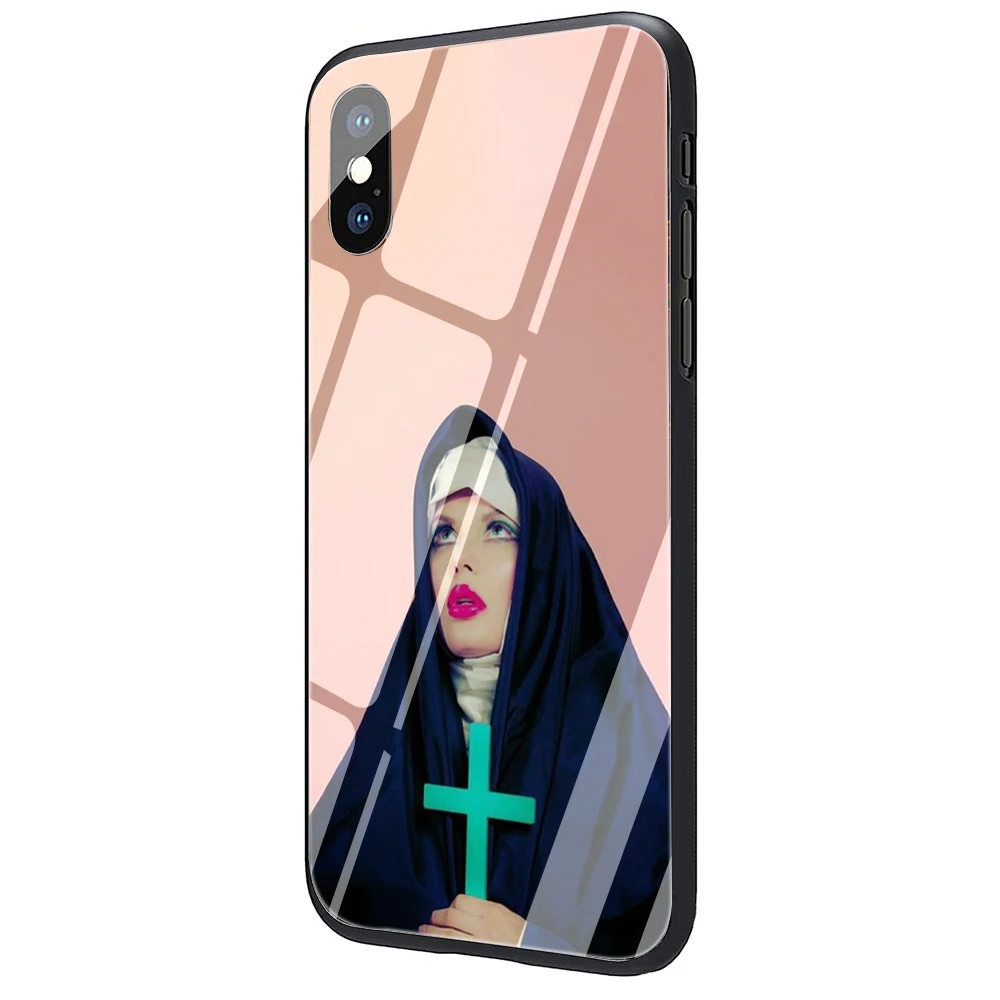 G3 EWAU Sister style Nun сексуальная девушка закаленное стекло чехол для телефона iPhone 11 Pro 6 6S Plus 7 8 Plus X XS XR XS Max - Цвет: G3