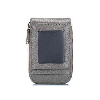 

Unisex Card Holder Zipper Wallet Business Coin Anti Scan PU Leather Photo Organizer Portable Pocket Fashion Thin Credit Blocking