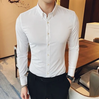 

2020 new business shirt men's Korean version of trendy dress casual men's wear-free Slim men's long-sleeved shirt