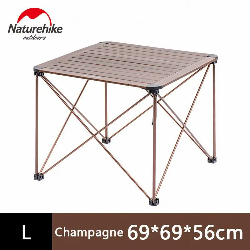 Naturehike алюминиевый сплав складной стол для кемпинга стол для ноутбука наружные столы для барбекю портативная легкая мебель для пикника - Цвет: Champagne-L