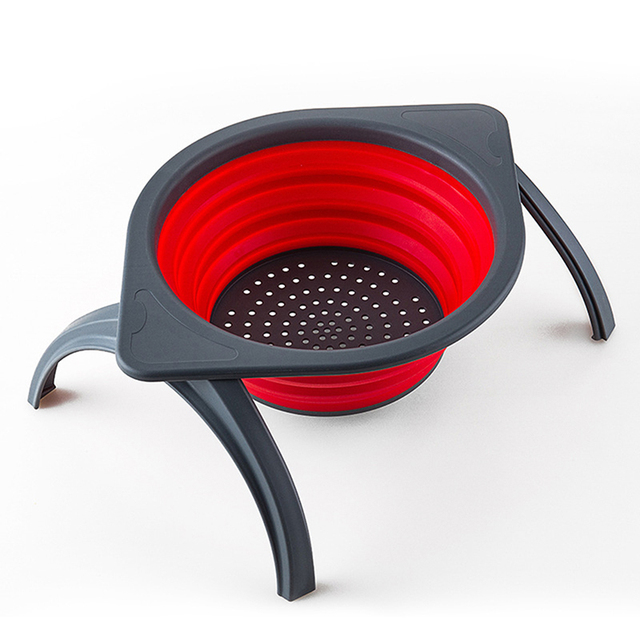Silicone Colander Fruit Vegetable Washing Basket Drain Strainer Collapsible Drainer With Handle Kitchen Storage Tools