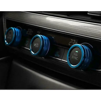 

5pcs Interior Dashboard Button Cover Trim Circle Blue For Honda Accord 2018-20