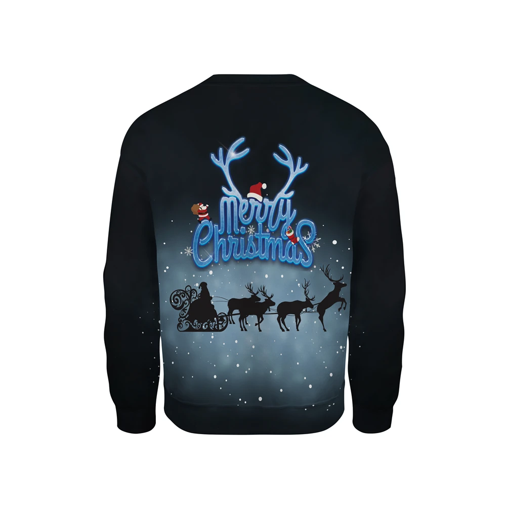 Christmas Sweatshirt Funny Printed Long Sleeve Men Women Casual Snowflakes Deer Printed Clothes Christmas 3D Elk Pullover