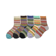 Autumn Winter Thicken Warm Wool Two Sets Ethnic Style Pattern Wholesale Cashmere Socks
