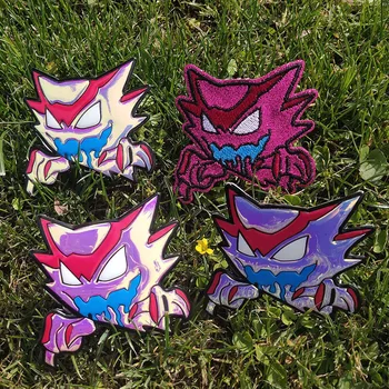 

Pulaqi Haunter Glitter Patch Cartoon Anime Embroidered Patches For Clothing Iron On Patches On Clothes Applique Stripe DIY Badge