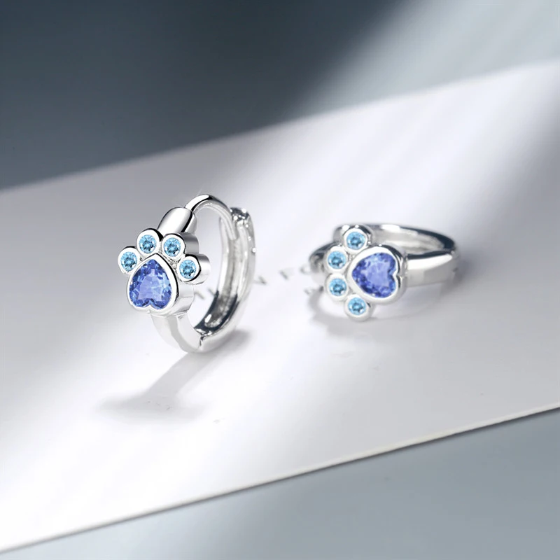 Huitan Minimalist Footprint Circle Earring for Women Inlay Shiny CZ Stone Creative Design Versatile Hoop Earrings Trendy Jewelry - Image 2