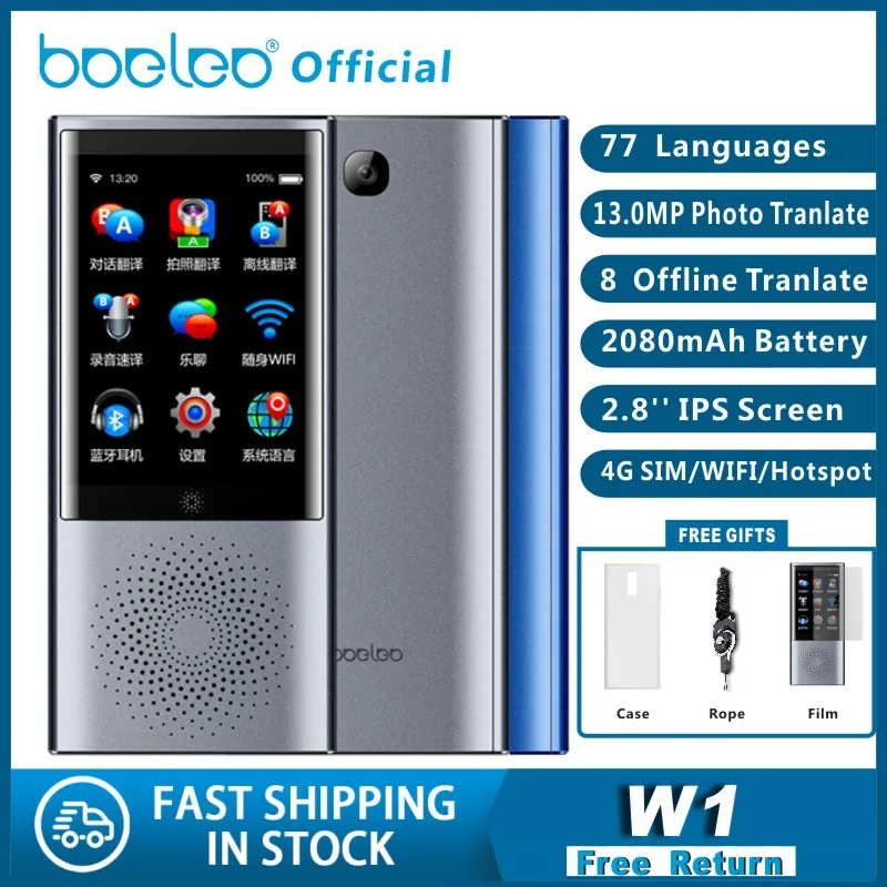 Boeleo W1 AI Voice Photo Translator 2 8 &quotсенсорный экран 4G wifi Гб памяти 2080 мАч 77 языков