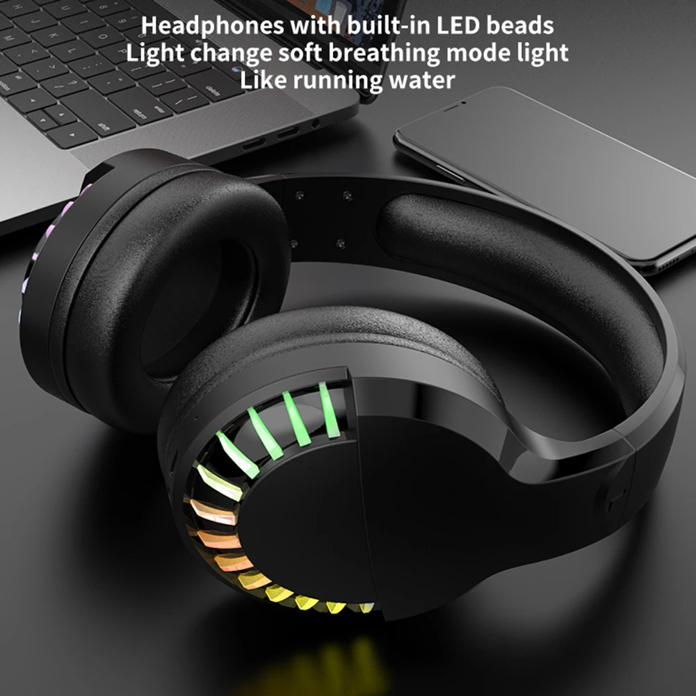 SH33 Dual Mode Gaming Headset Bluetooth Adjustable Headband for Computer 3 5mm RGB Deep Bass Over Ear Headphone
