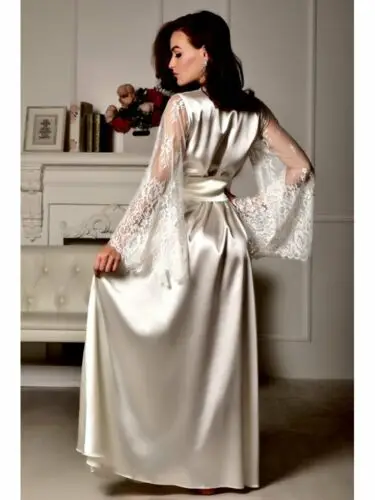 Women Silk Lace Long Robe Dress Pajamas Nightdress Nightgown Sleepwear women sleepwear,silk robe,sleepwear pajamas