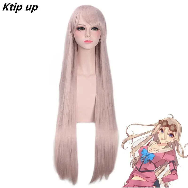 

Ktip Up Danganronpa V3: Killing Harmony Iruma Miu Wig 100cm Pink Long Straight Cosplay Wig For Halloween Party Wig