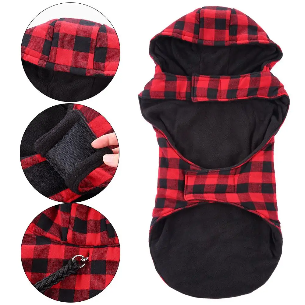 

Warm Plaid Hoodie Polyester Sweaters With Hat Dog Plaid Hoodie For Small Medium Large Dogs Pet Supplies In Stock