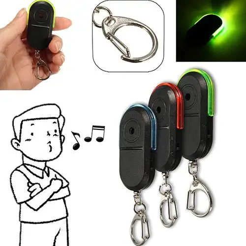 Anti Lost Key Finder Wireless Alarm Locator Whistle Sound LED Light Keychain Car Interior
