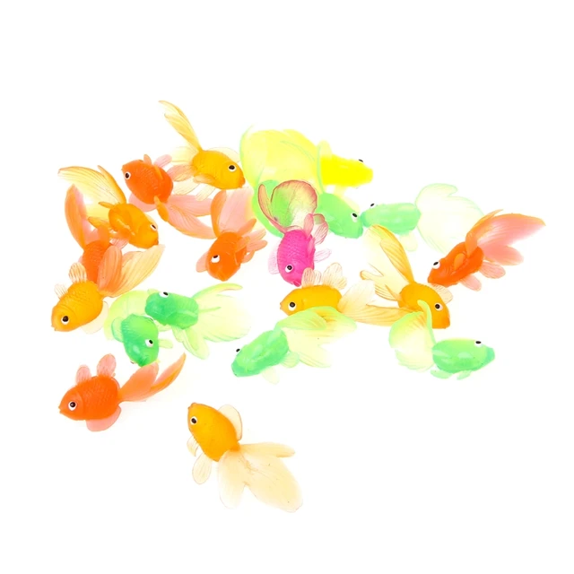 20pcs Rubber Simulation Small Goldfish Gold Fish Kids Toy Decoration Bath Toy 19QF 3