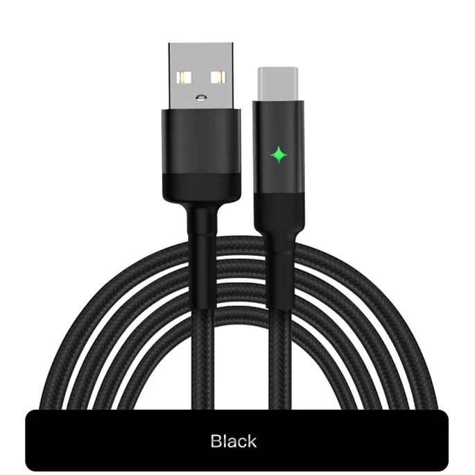 Usb-кабель с автоотключением для iPhone X, XS, Max, XR, 7, 8 Plus, быстрая зарядка для Xiaomi, huawei, samsung, кабель для быстрой зарядки и синхронизации данных - Тип штекера: Black