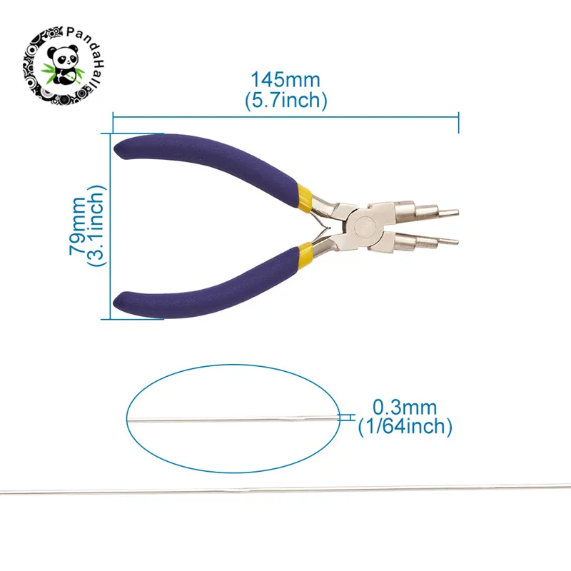 Pandahall 1 комплект DIY Ювелирные наборы инструментов из углеродистой стали круглогубцы и медная Ювелирная проволока смешанных цветов 14,5x7,9x1,3 см