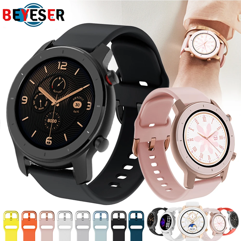 

Ремешок силиконовый для Xiaomi Huami Amazfit GTR 42 мм, браслет для часов GTR 47 мм для Amazfit Pace/Stratos 2 3 22 мм 20 мм