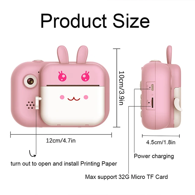 Seelaugh 32GB TF Card Camera Printer With Thermal Photo Paper Camera For Gifts Instant Print Camera Photo Printer For Kids 1080P 4