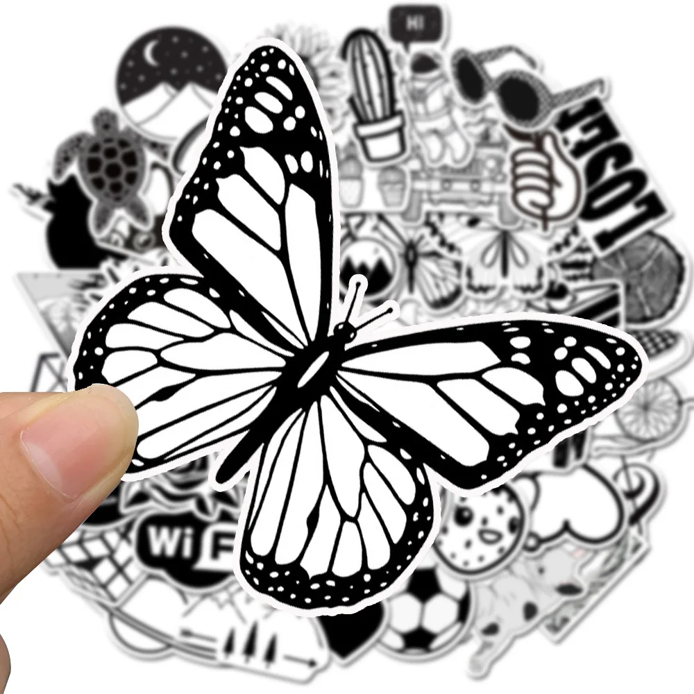 VSCO Stickers for Kids - Black and White Waterproof Decals for Suitcase, Laptop, Car, Bicycle, Helmet - Classic Toy image 2