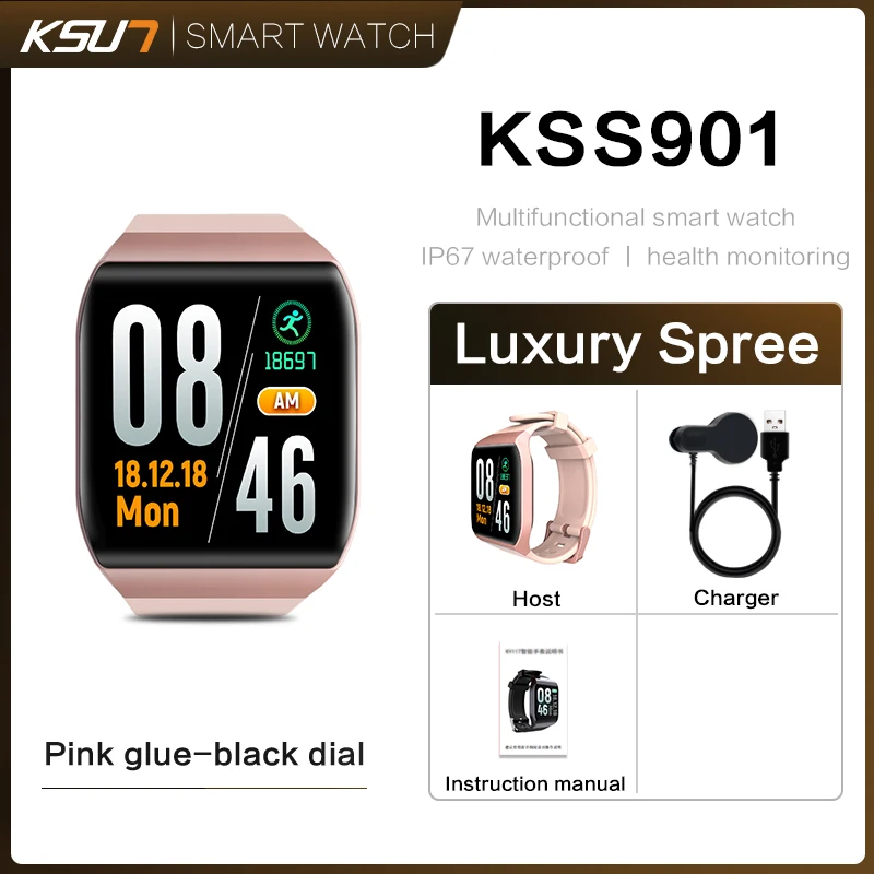 KSS901-R KSUN KS58 Смарт Браслет с монитор сердечного ритма ЭКГ крови Давление IP68 Фитнес трекер Wrisatband Смарт-часы - Цвет: KSS901-R