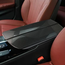 Couverture de boîte d'autocollants de décoration pour accoudoir central de voiture, pour BMW série 5 G30 G38, accessoires de décalcomanies en Fiber de carbone