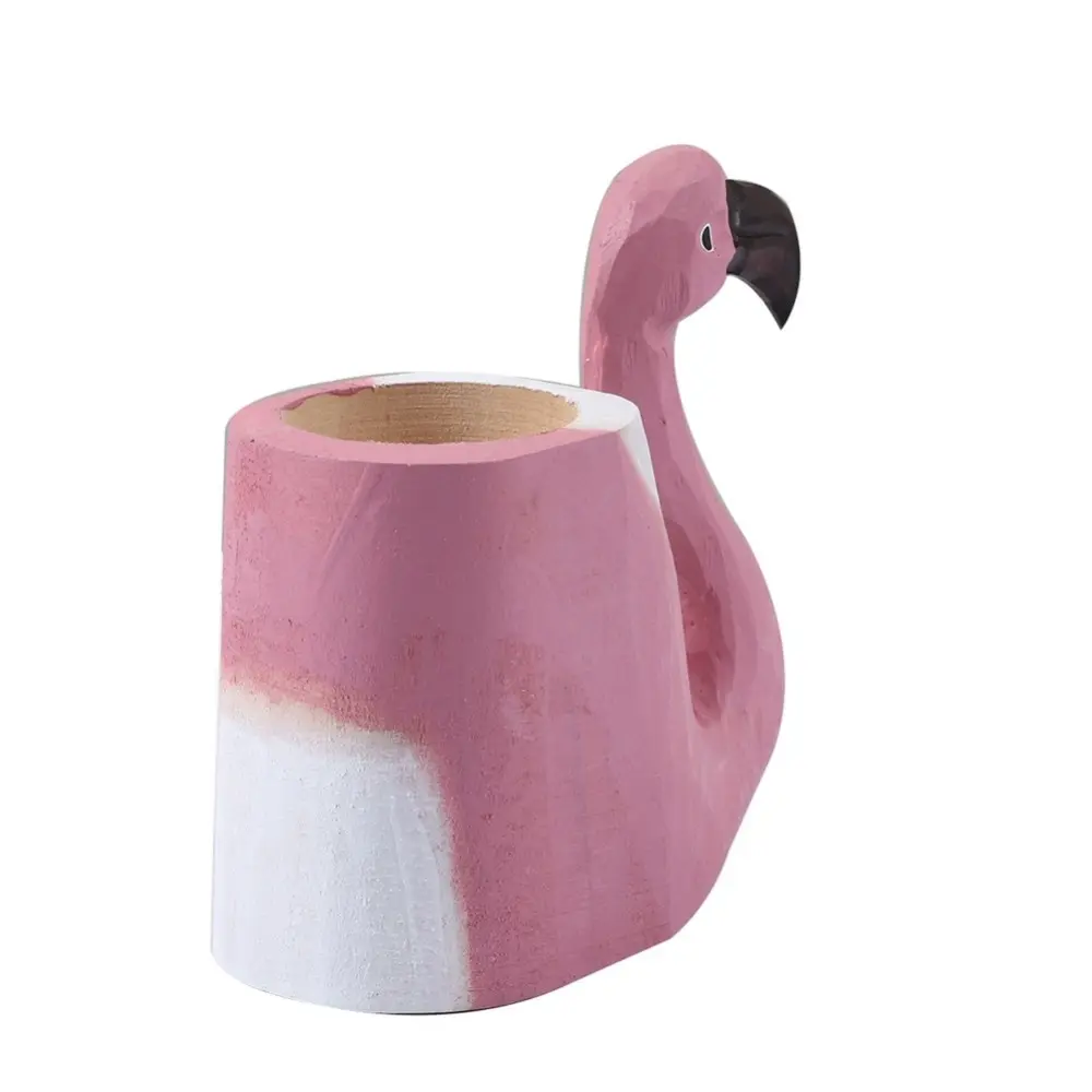 Розовый Фламинго Форма деревянный держатель ручки 11.3x10.9cm-1