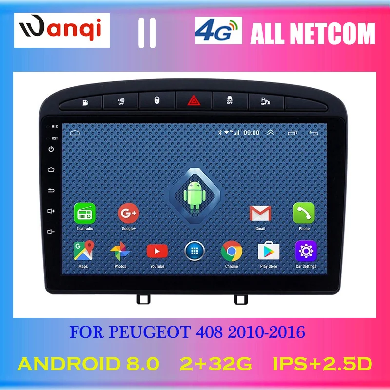 

4G Lte All Netcom Android 8.0 2.5D full touch Screen 9 inch Car GPS Navigation Multimedia for 2010-2016 PEUGEOT 308 408
