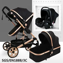 Многофункциональная 3 в 1 детская коляска с высоким пейзажем, складная коляска, Золотая детская коляска, коляска для новорожденных