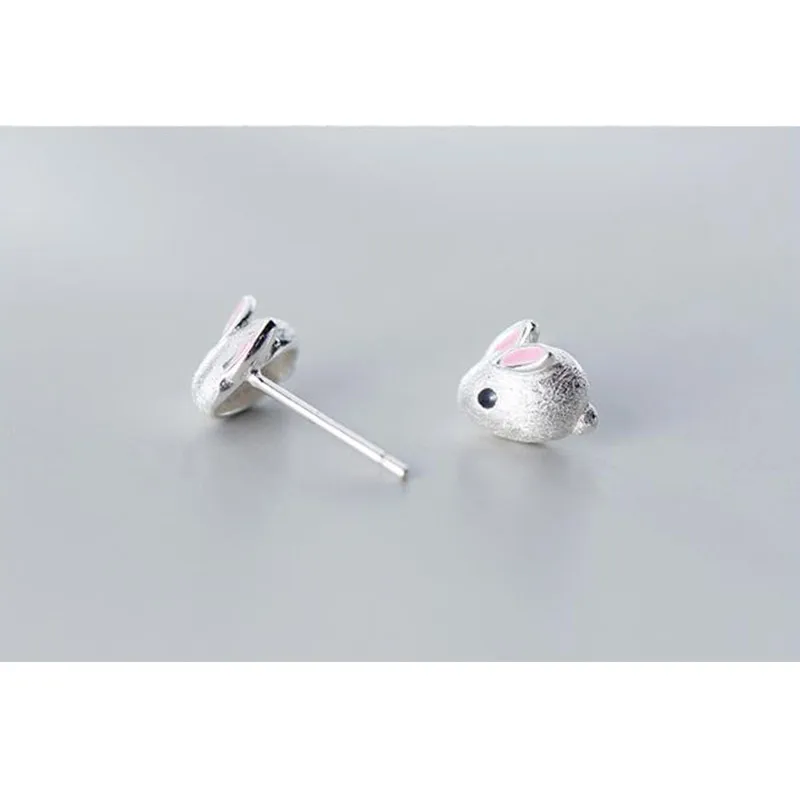 925 Sterling Silver Rabbit Stud Earrings For Women Fashion Cute Animal Small Earring Ear Jewelry Girls Female Gift Brincos