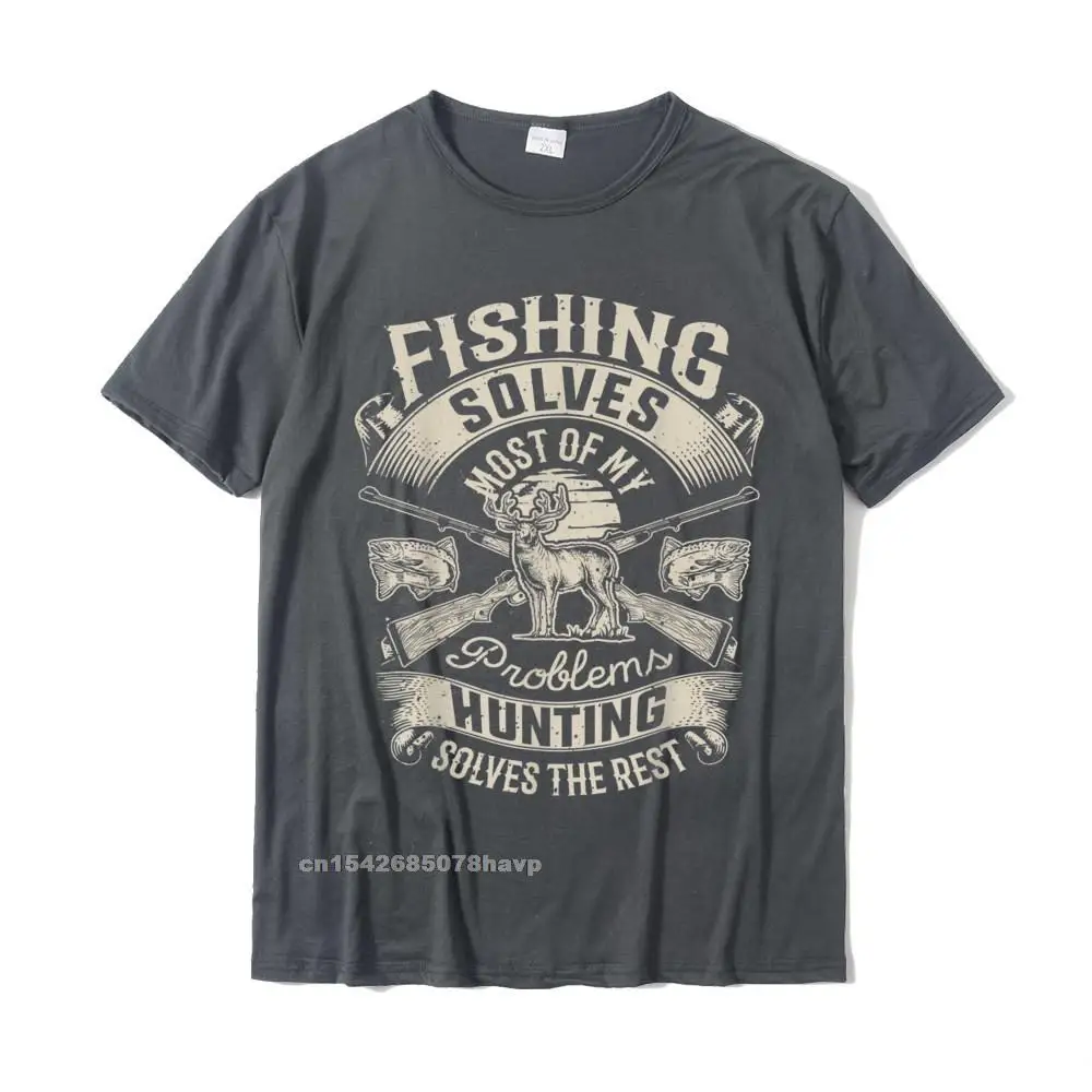 Casual T-shirts Short Sleeve Funny 2021 New Fashion Student Summer Fall Tops Shirts Funny T Shirts Round Collar All Cotton Fishing Solves Most Of My Problems T shirt Hunting Hunter T-Shirt__2934. carbon