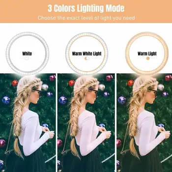 

Photography LED Selfie Ring Light 10'' Camera Phone Table Tripods With Studio Ring 10inch For Makeup Video Live Lamp R2E0