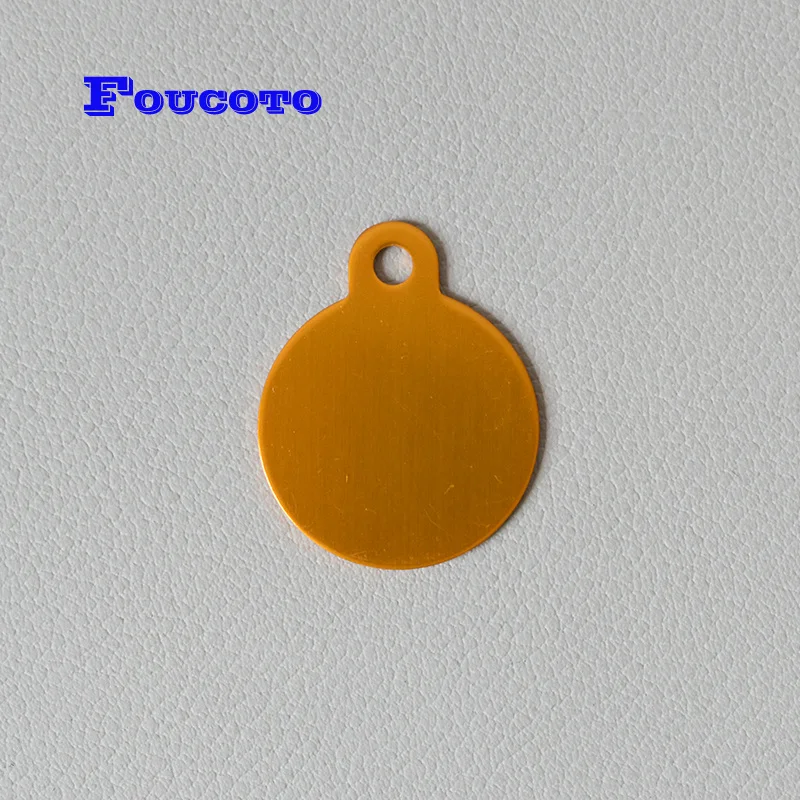 Yellow 10 шт. Pet Id dog tag алюминиевая круглая ID tag имя незаполненные бирки на ошейник для собак ошейник подвеска индивидуальный логотип Лазерная Персонализированная гравировка текста - Цвет: Yellow