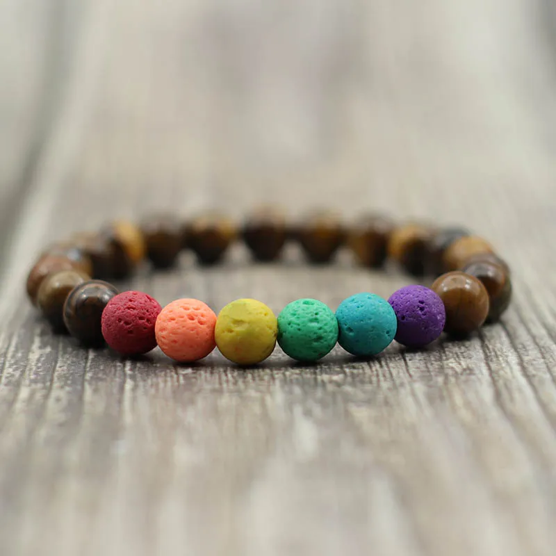 Natural Stone Beaded Bracelet with Onyx and Tiger Eye for Men and Women