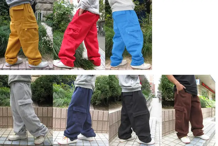Модные хип-хоп джоггеры спортивные штаны для мужчин Уличная одежда большой карман свободные брюки Карго повседневные Прямые Свободные мешковатые брюки