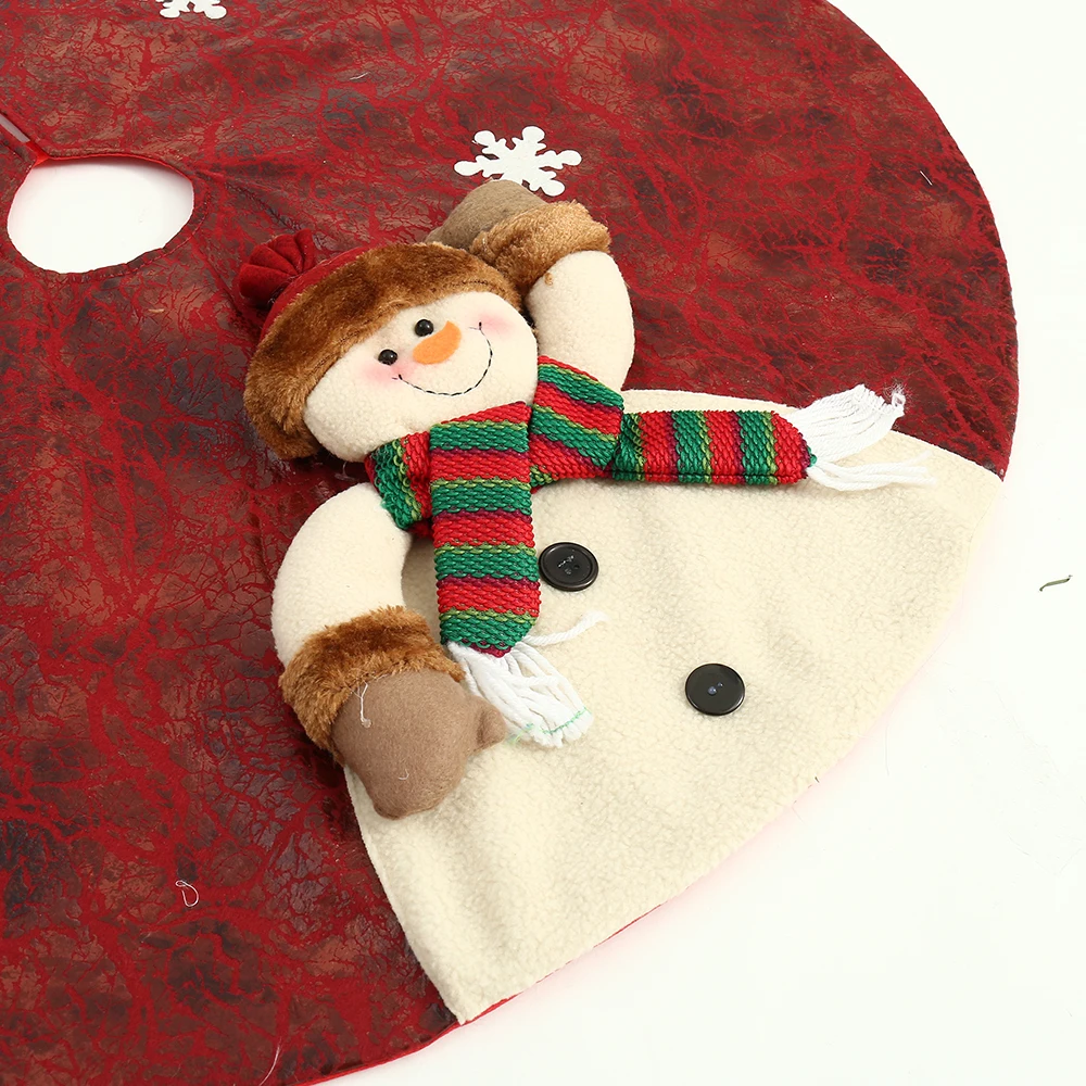 Красная рождественская елка юбки Диаметр 90 см Нетканый тканевый Снеговик Санта Клаус ДЕРЕВО ОСНОВАНИЕ коврик покрытие фестиваль украшения