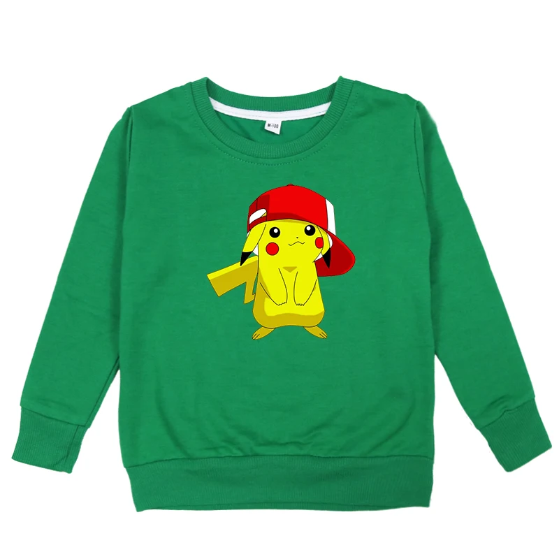 Новинка; vetement fille Pikachu; костюм для косплея; толстовки из хлопка; сезон весна-осень; пуловер с длинными рукавами и принтом «Покемон»; топ на Хэллоуин - Color: Hoodies 9