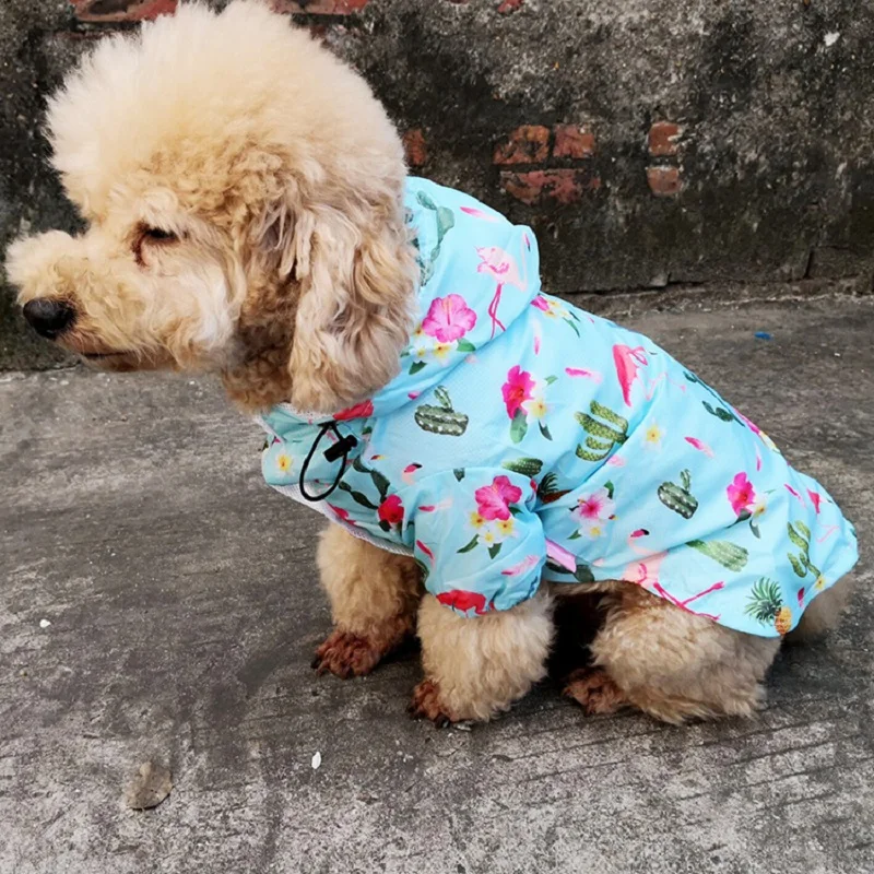 

Pet Dog Raincoat Waterproof Clothes For Small Dogs Printed Pattern Puppy Hooded Rain Cloak Jacket For Chihuahua French Bulldog