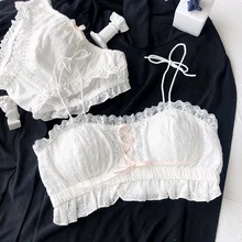 Wriufred, винтажный хлопковый топ без косточек, комплект с бюстгальтером, удобное шикарное нижнее белье, кружевное женское белье большого размера