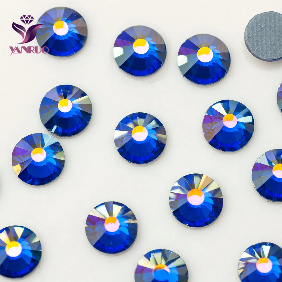 YANRUO Sapphire AB Rhinestones Hot Fix Glass Heat Iron on Vestidos Crystal Beads DIY Craft Stones | Дом и сад