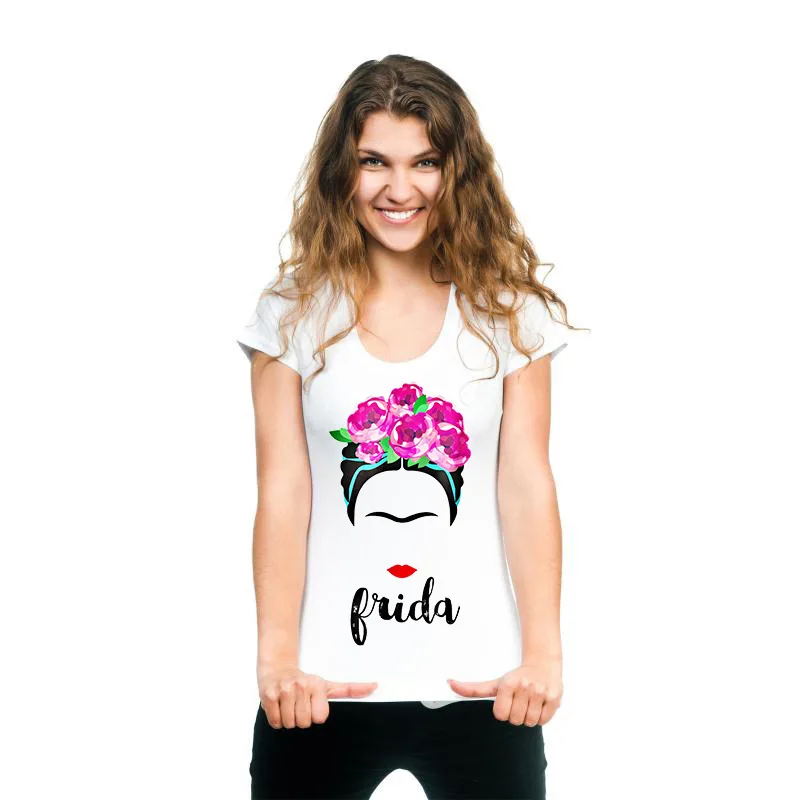 

Summer Harajuku Women T-shirt Flower Goddess Avatar Letter Print Short-sleeved Tshirt Ladies Slim Comfortable Woman Clothes