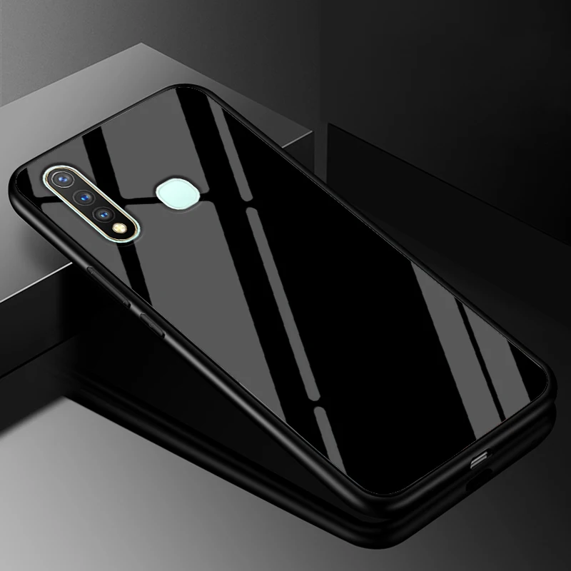 ДЛЯ VIVO Y19 чехол Y11 PC Пластиковый стеклянный чехол для телефона черный ТПУ бампер чехол для VIVO Y11 Y5S U3 VIVOY19 Y19 задняя крышка Y 19 - Цвет: 16