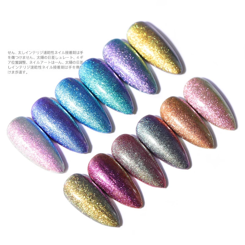 6 Boxes/Set Laser Holographic Effect Nail Glitter Powder UV Gel Polish Design Chrome Pigment Dust Nail Art Decorations Set